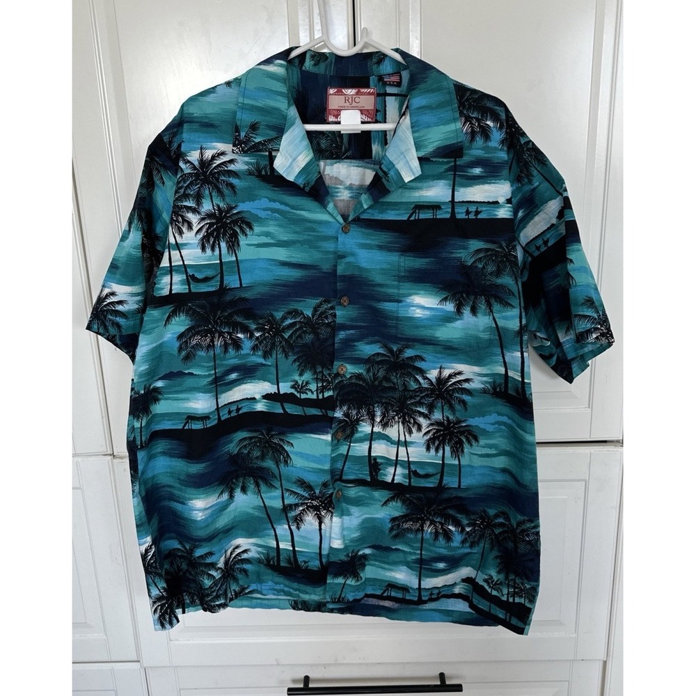 MEN'S RJC HAWAIIAN SHIRT' MADE IN HAWAII 100% COTTON SIZE XL